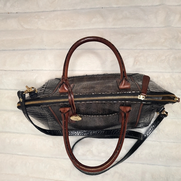 Brahmin Black and Brown Satchel with Structured Design - Picture 6 of 10